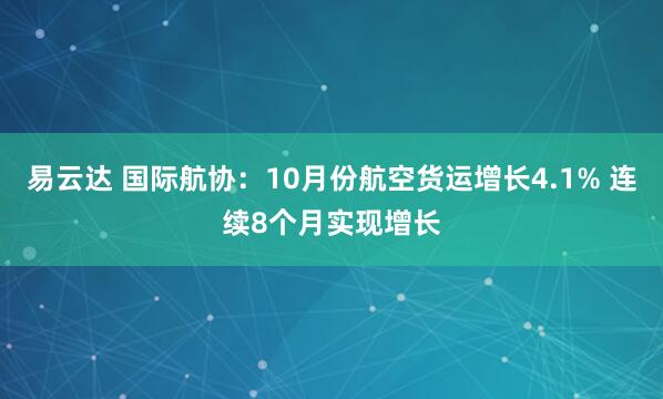 易云达 国际航协：10月份航空货运增长4.1% 连续8个月实现增长